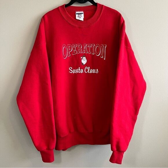 ✨ Jerzees Red Operation Santa Claus Embroidered Crewneck Sweatshirt XL - Picture 1 of 9